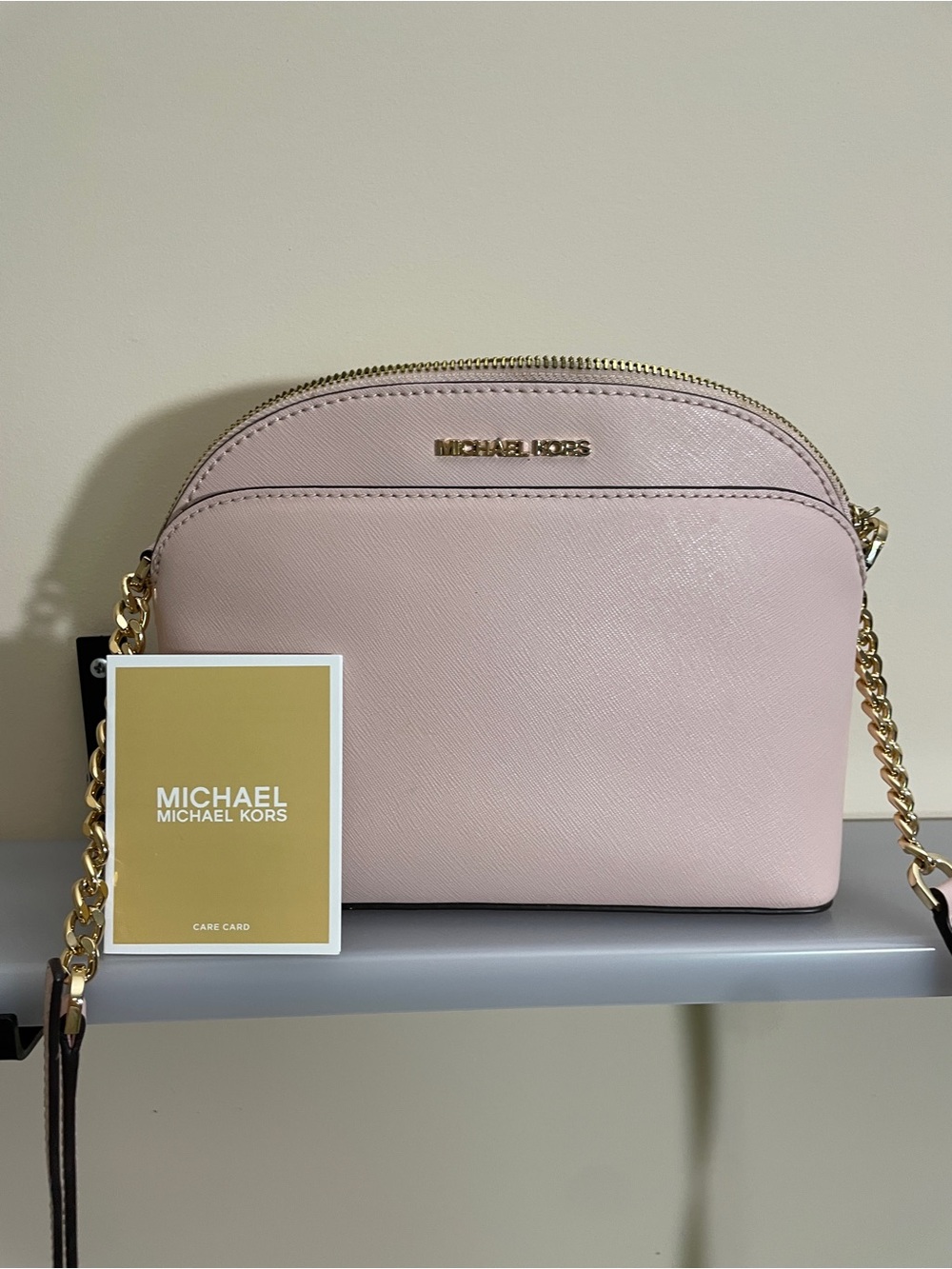 Michael Kors Blush Pink Leather Crossbody with Gold Chain - Picture 6 of 8
